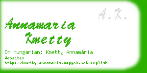 annamaria kmetty business card